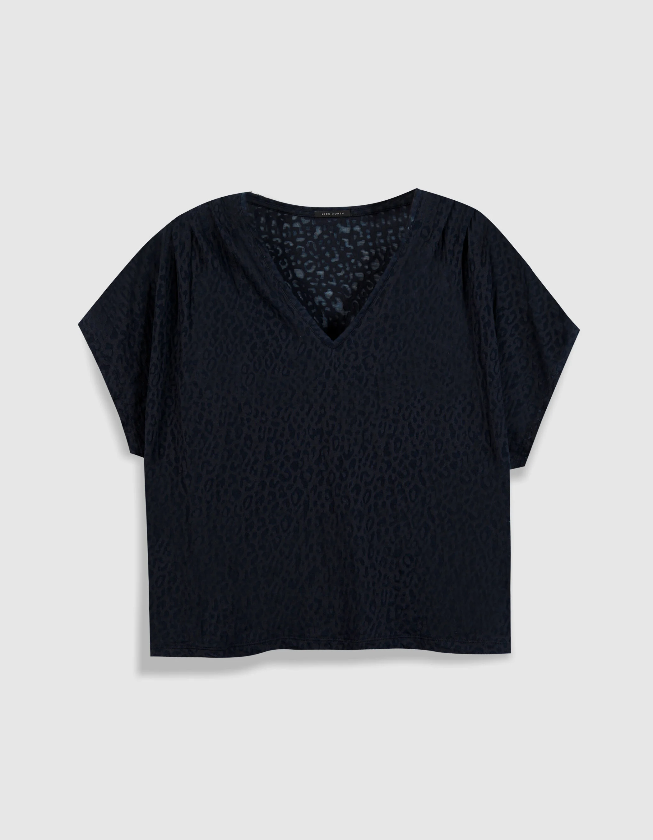 Tee-shirt loose marine imprimé léopard Femme
