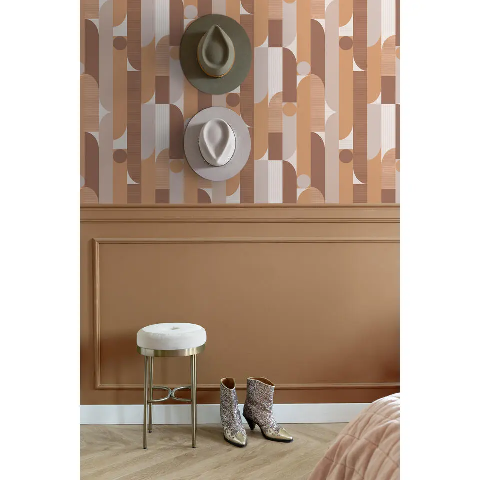 ESTAhome behang geometrische vormen lichtbruin - 50 x 900 cm