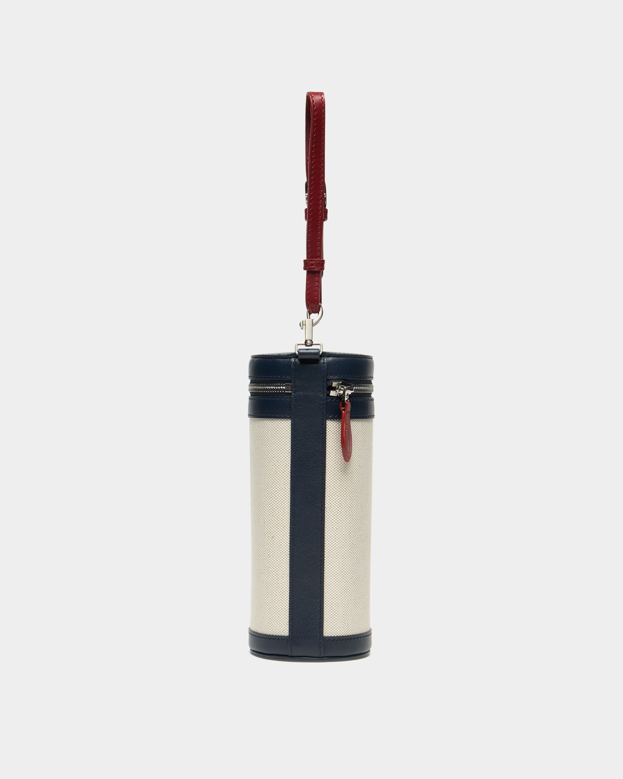Balltasche der Tennis Kollektion aus elfenbeinfarbenem Baumwoll-Canvas und Leder
