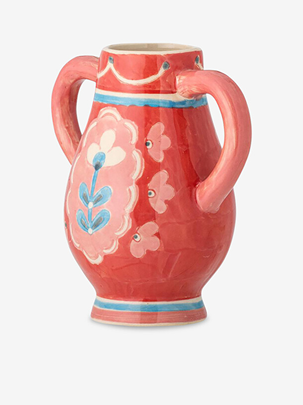Vase odina peint a la main emaille rouge - bloomingville rouge