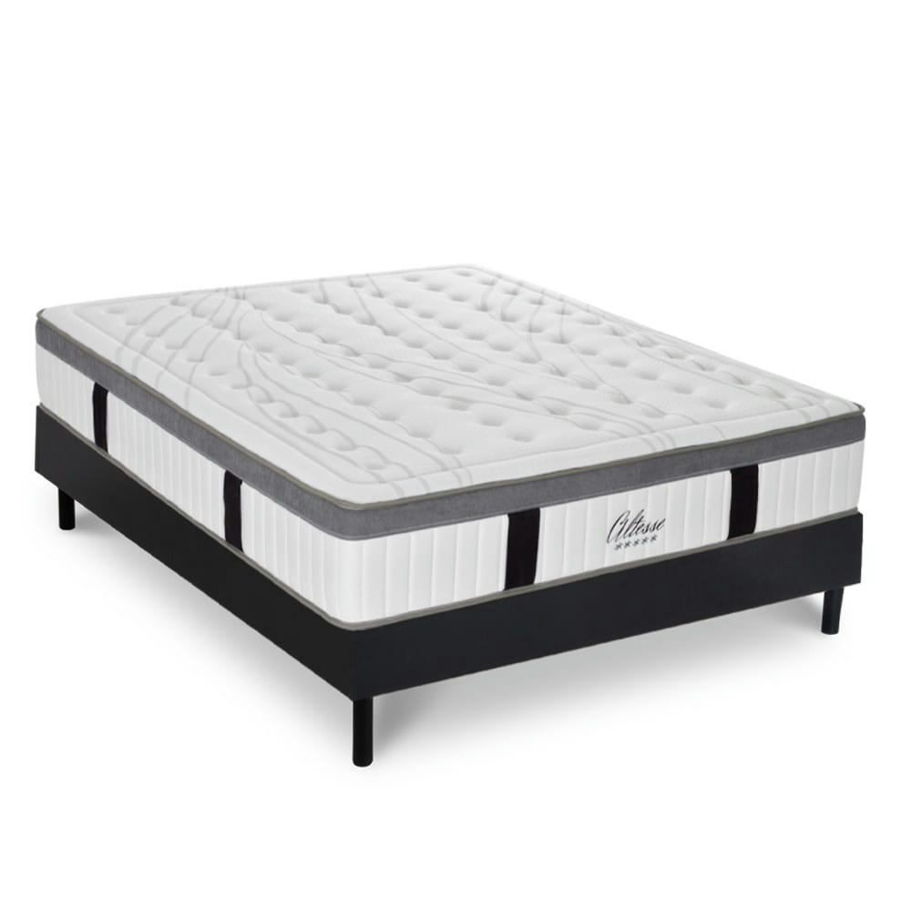 ALTESSE - Ensemble matelas à Mémoire de forme et sommier noir 180x200