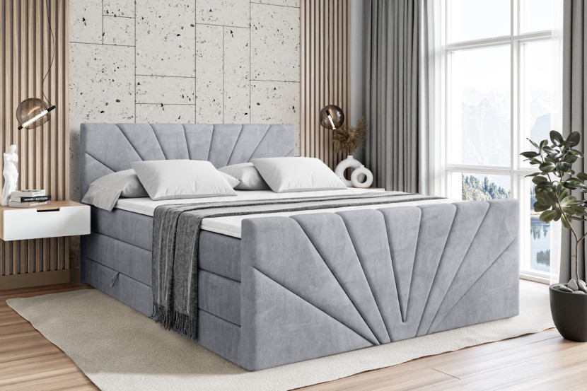 Łóżko kontynentalne z pojemnikiem i materacem H3|H4 MILTIO-Z KING 120x200cm