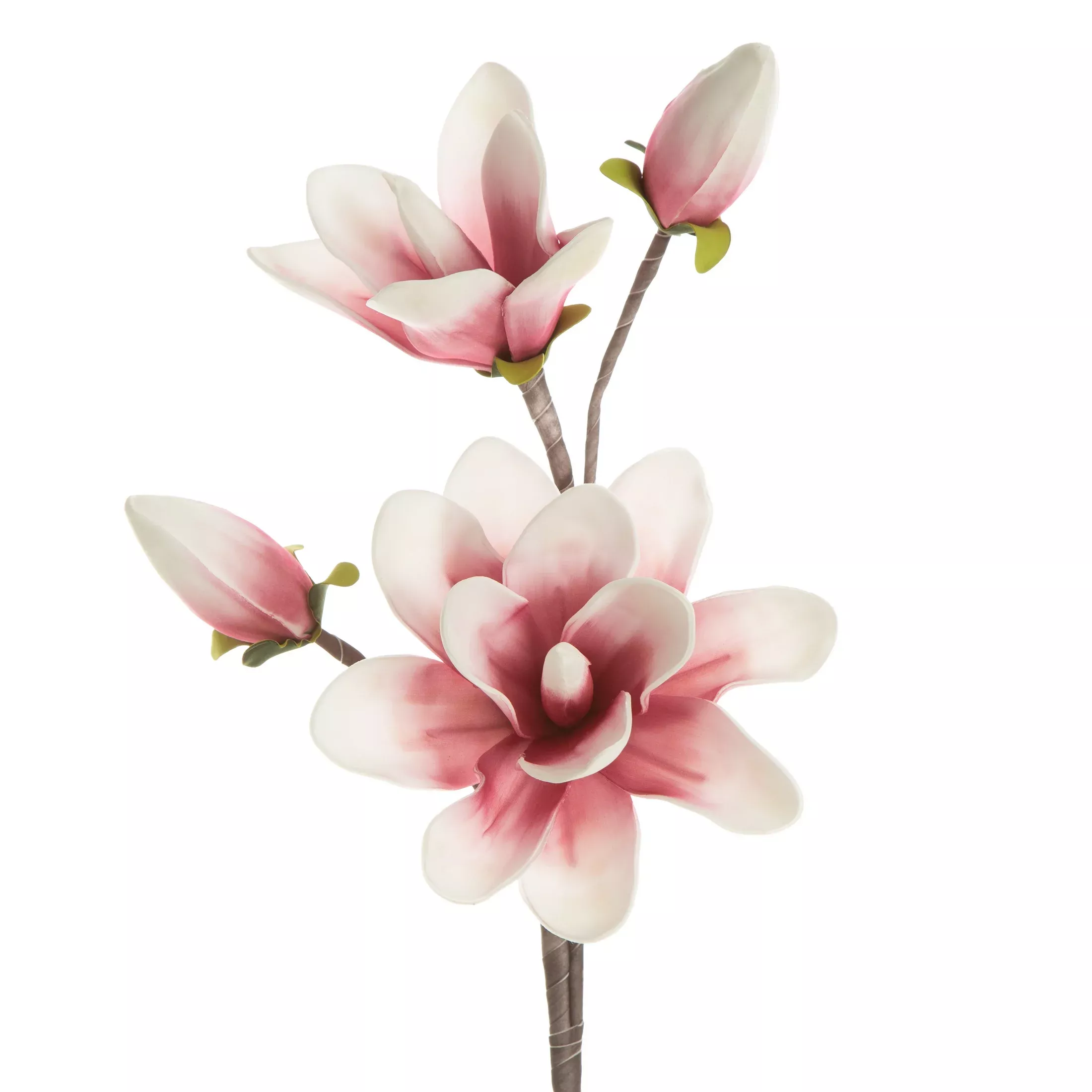 Kwiat sztuczny magnolii biało, różowy z pianki foamirian 59 cm