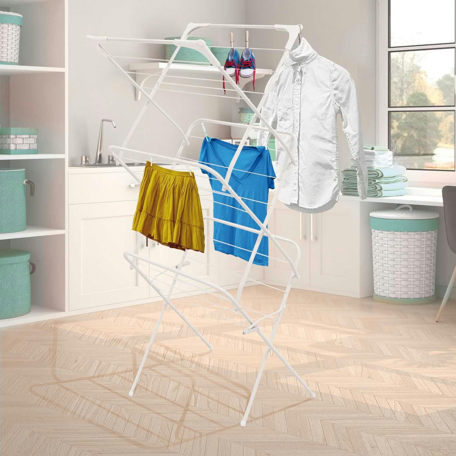 - Etendoir à linge accordéon 10 mètres de séchage blanc