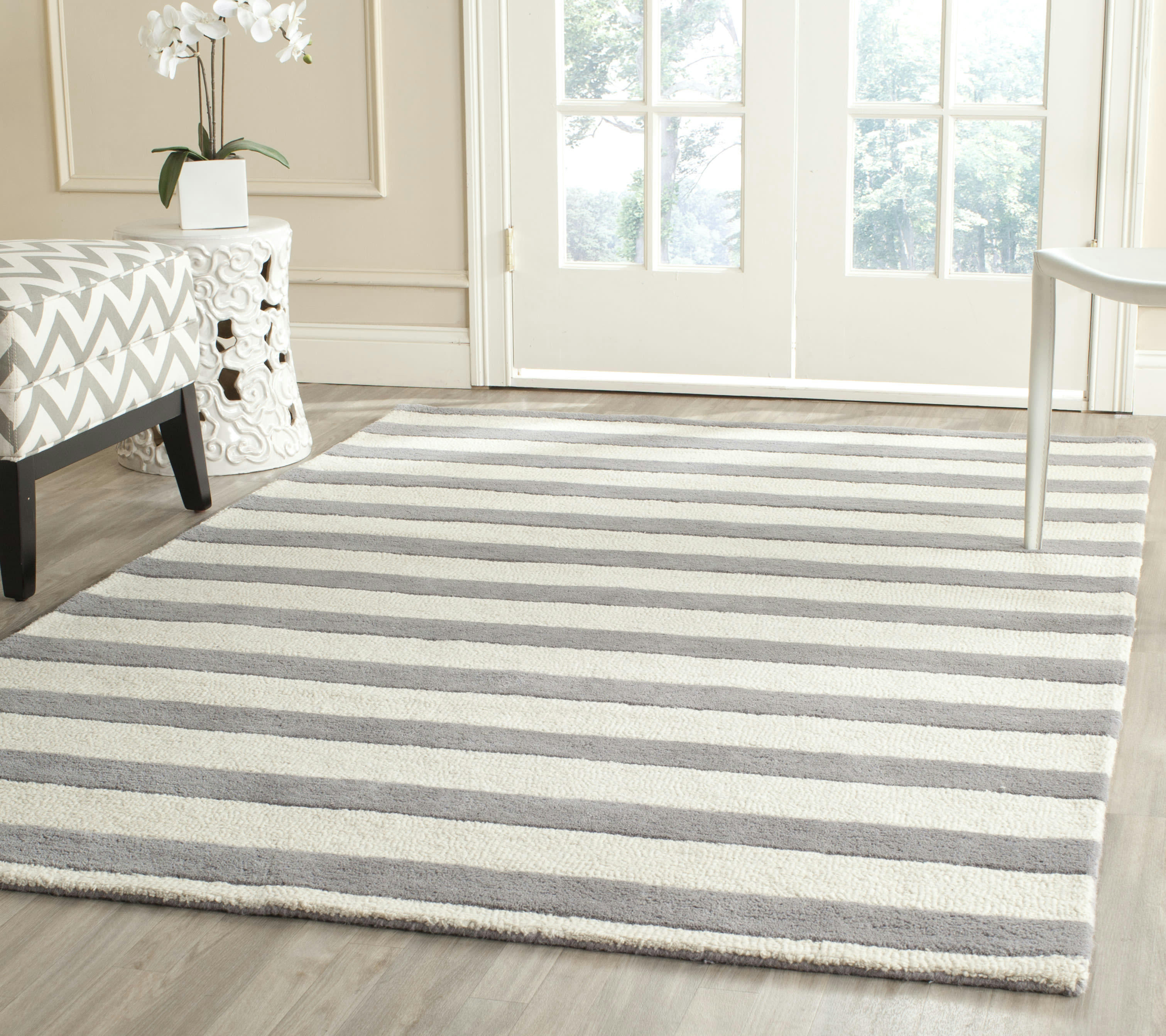 CAMBRIDGE - Tapis de salon interieur en gris & ivoire, 122 x 183 cm