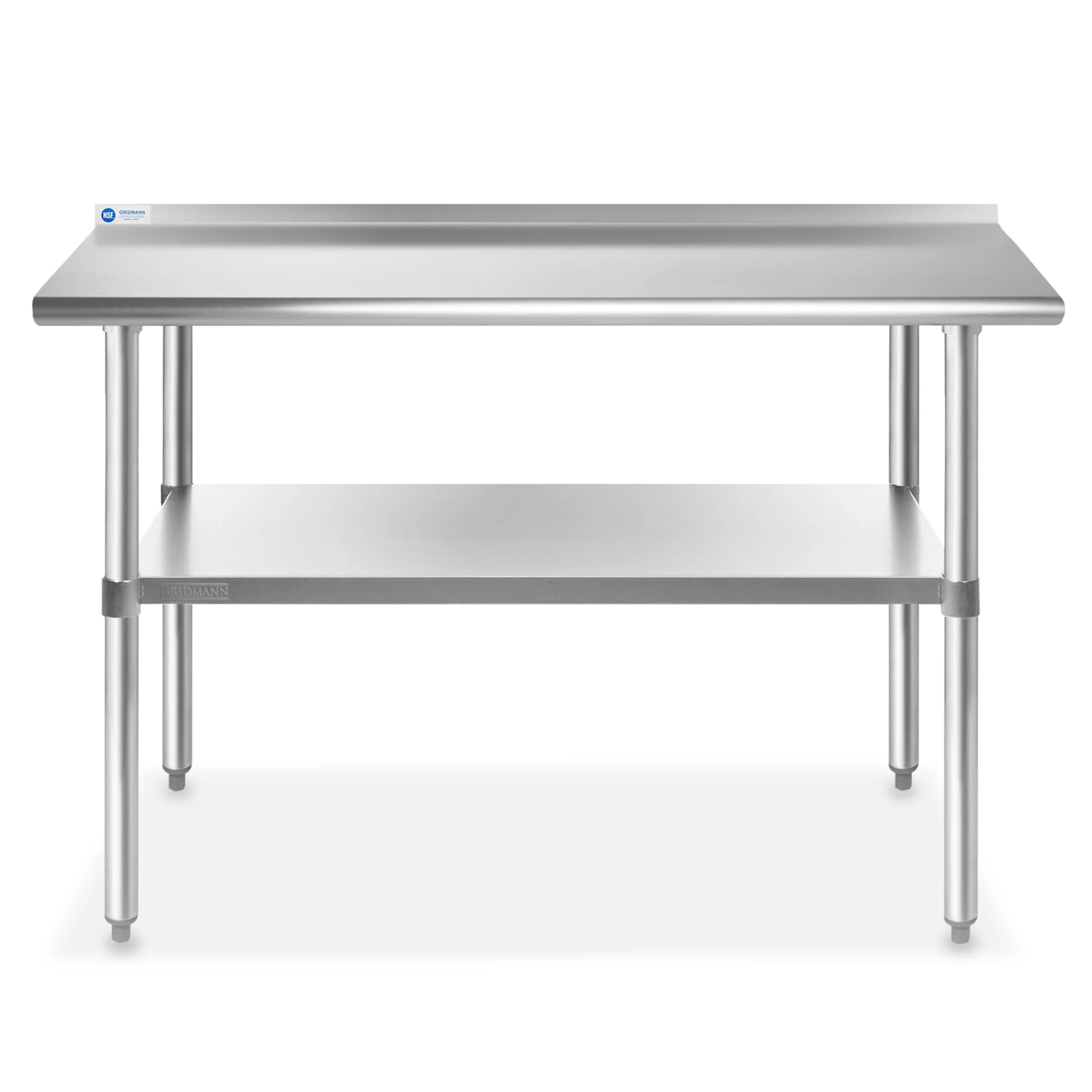 48 x 24in NSF Stainless Steel Prep Table with Backsplash