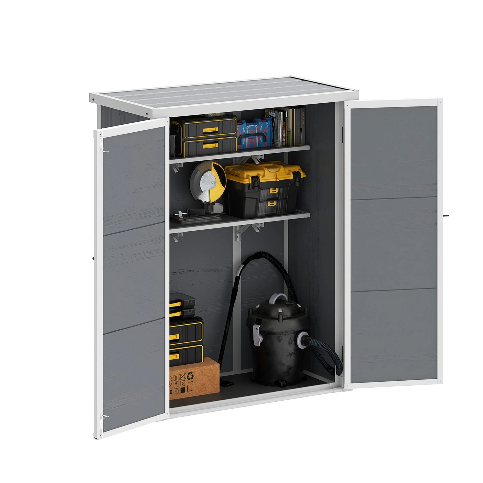 4.3'w X 2.1'd X 5.5' H Outdoor Vertical Storage Shed With 2 Shelves - N/A