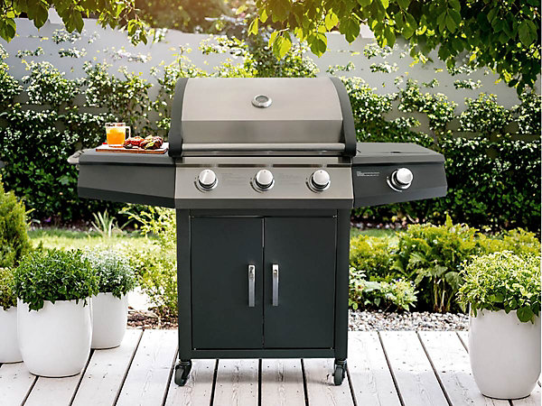 Barbecue à gaz Soleto 3 brûleurs   1 brûleur latéral - Jardideco