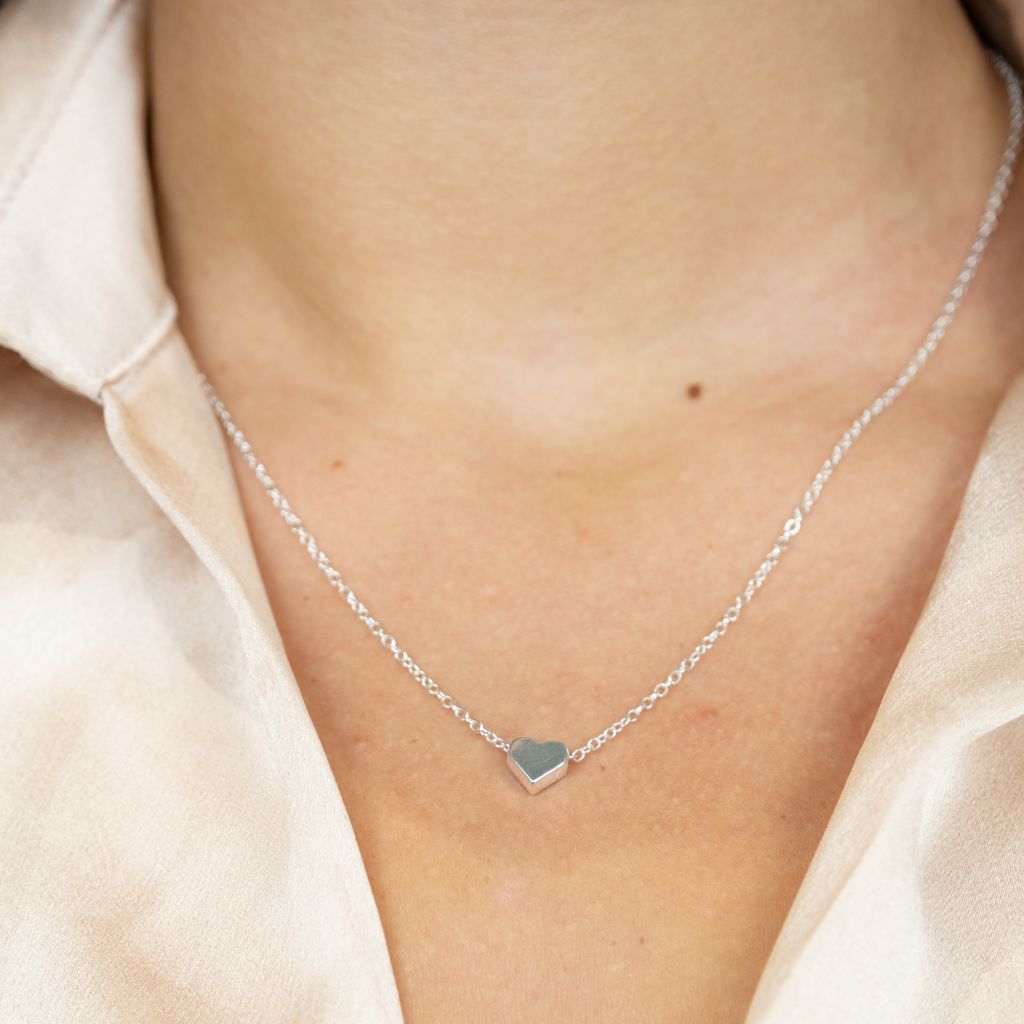 The Colourful Aura Gold Silver Dainty Crescent Tiny Small Heart Pendant Necklace