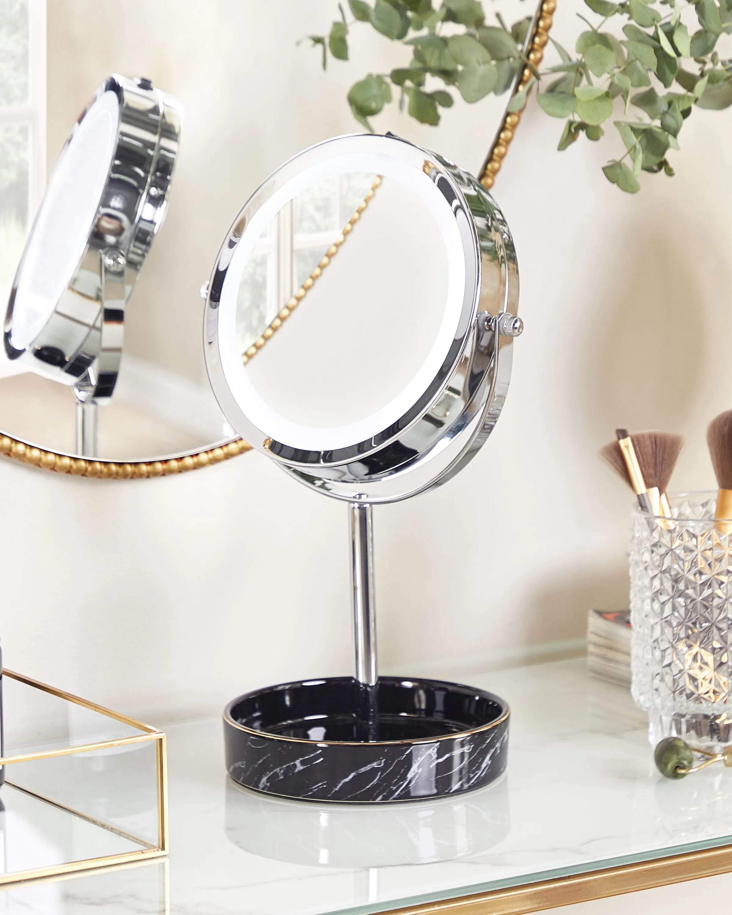 Makeup Mirror LED SAVOIE Black/ Silver