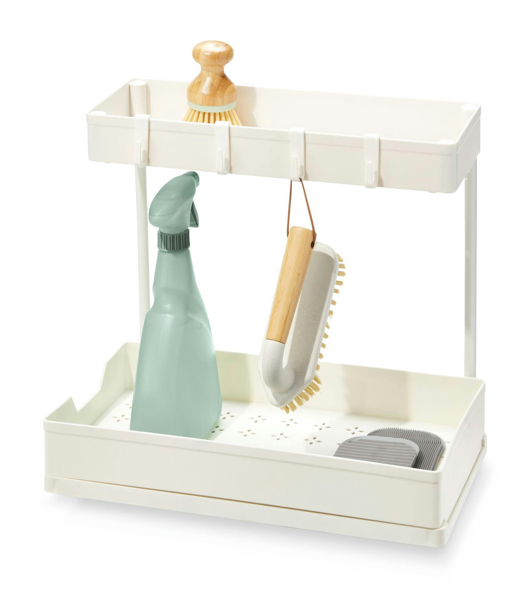 type A Prima Under-the-Sink 2-Tier Organizer with Drawer, White