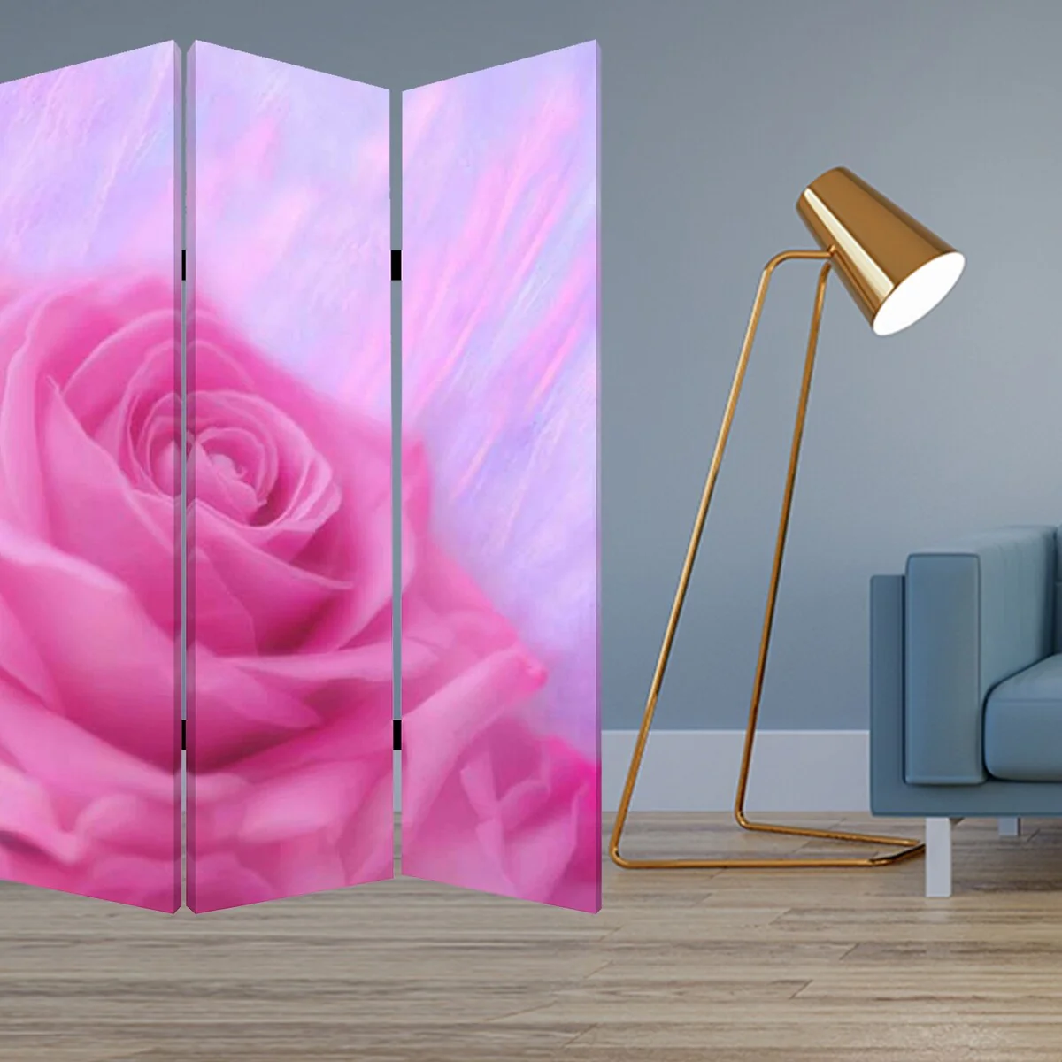 1 X 48 X 72 Multi Color Wood Canvas Flourish Screen