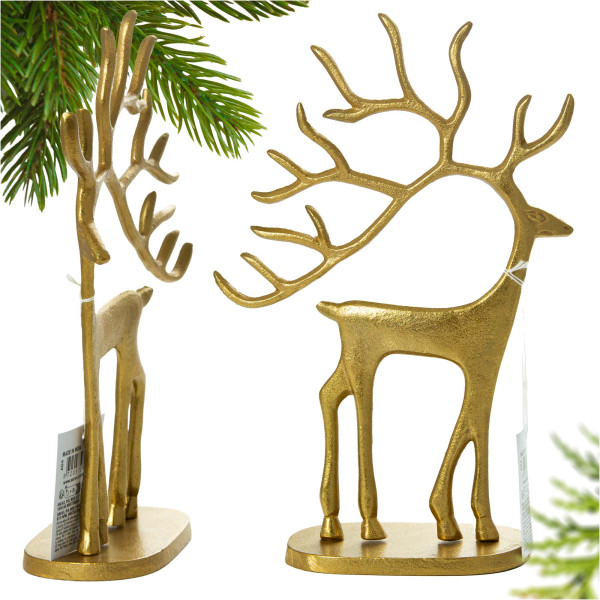 Figurka Renifer Jeleń 31.5 Cm Dekoracja Świąteczna Złoty