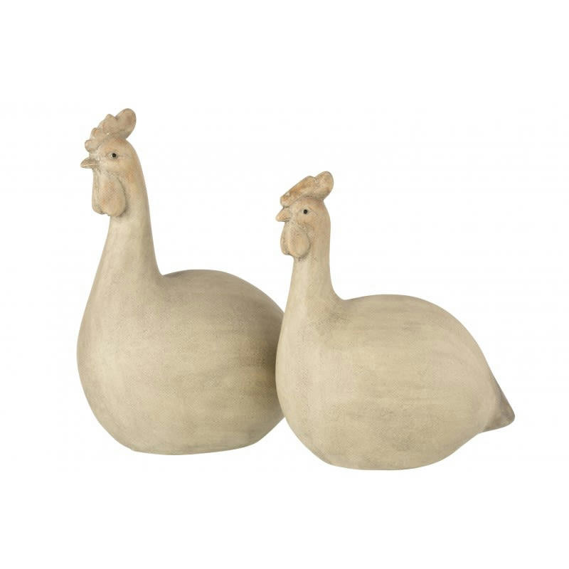POULE - Poule résine beige H48cm