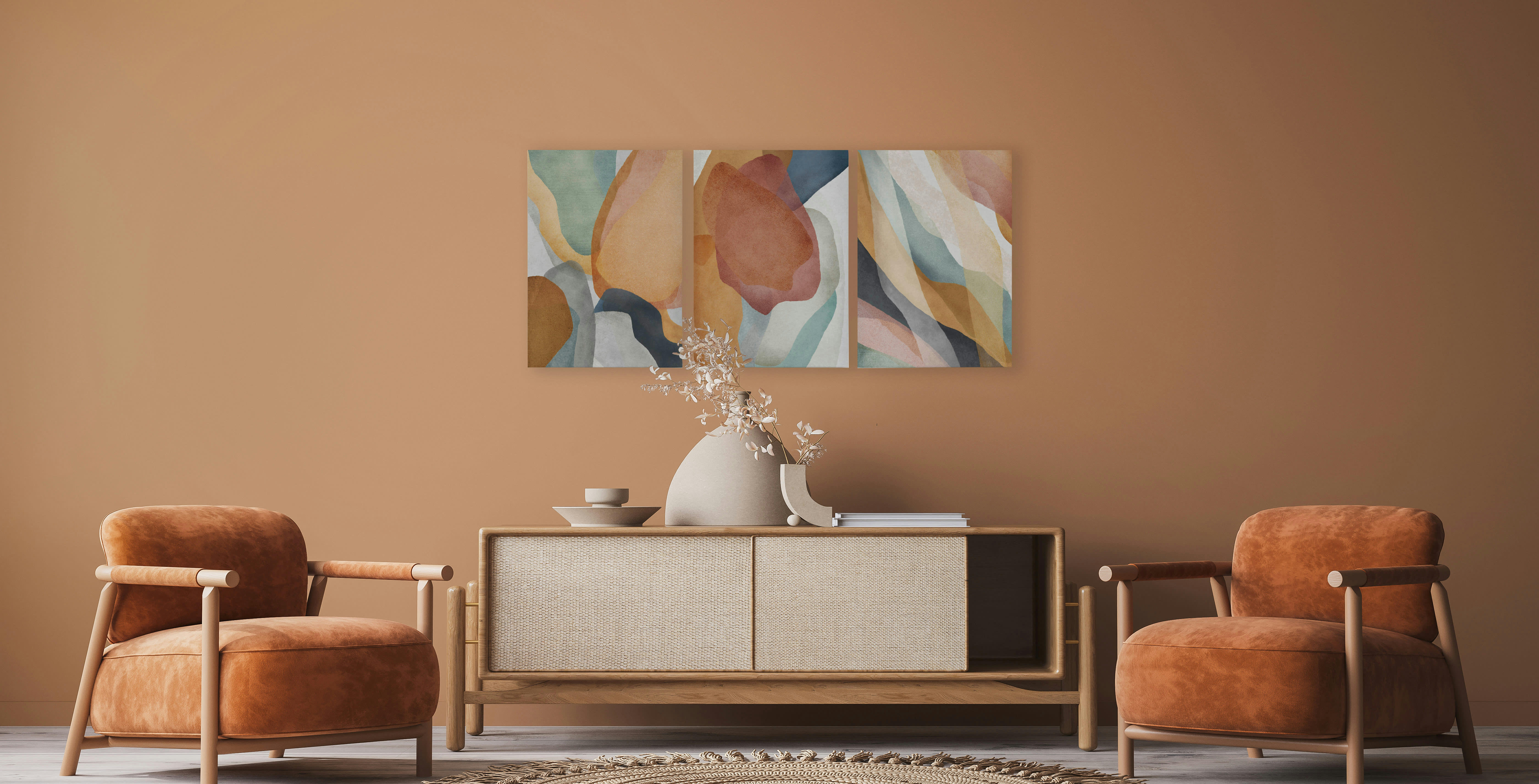 SAND TONES ABSTRACT - Set 3  Peintures sur toile 60x40 imprimé HD Tons de sable abstraits