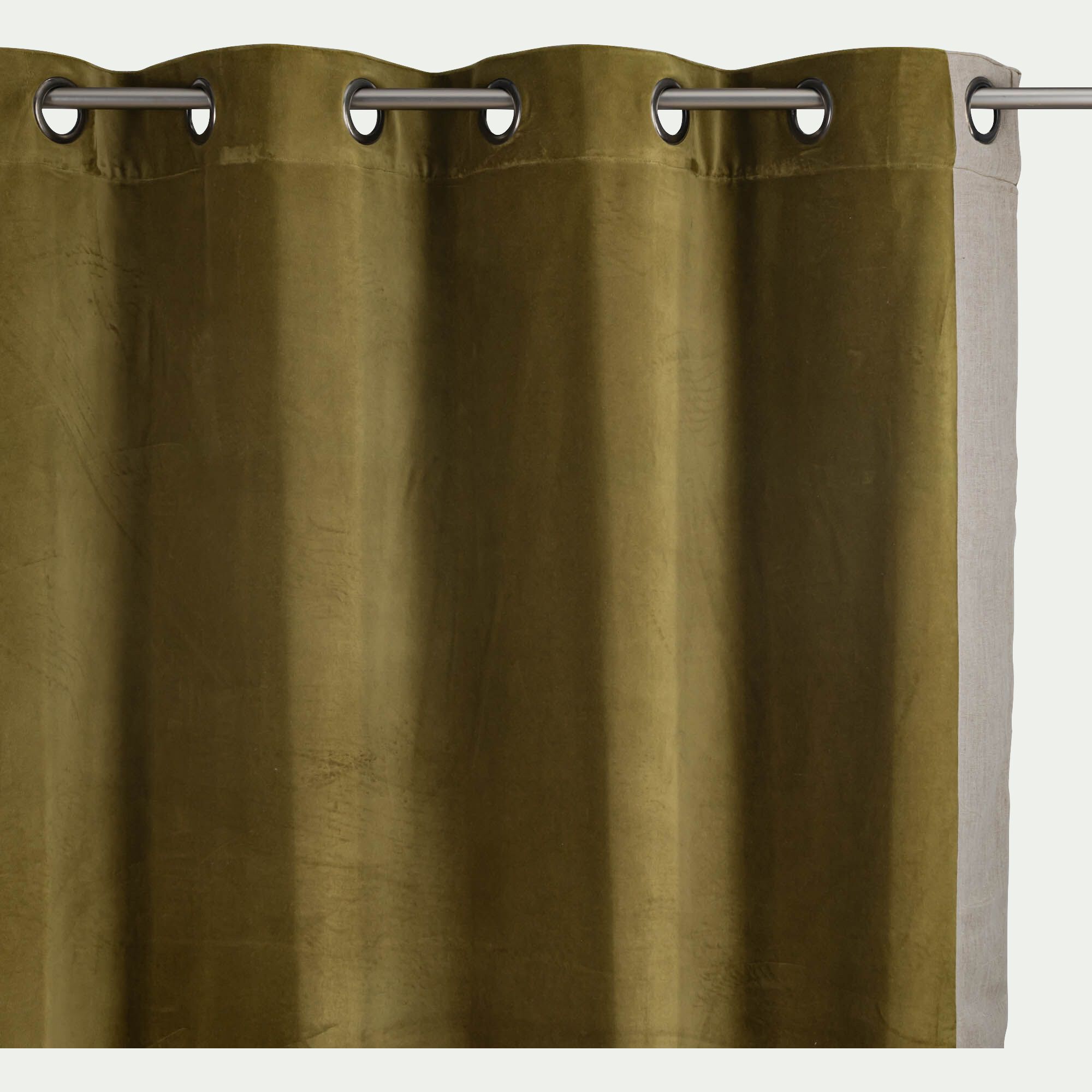IRENE - Rideau à œillets en velours 135x250cm -vert cèdre