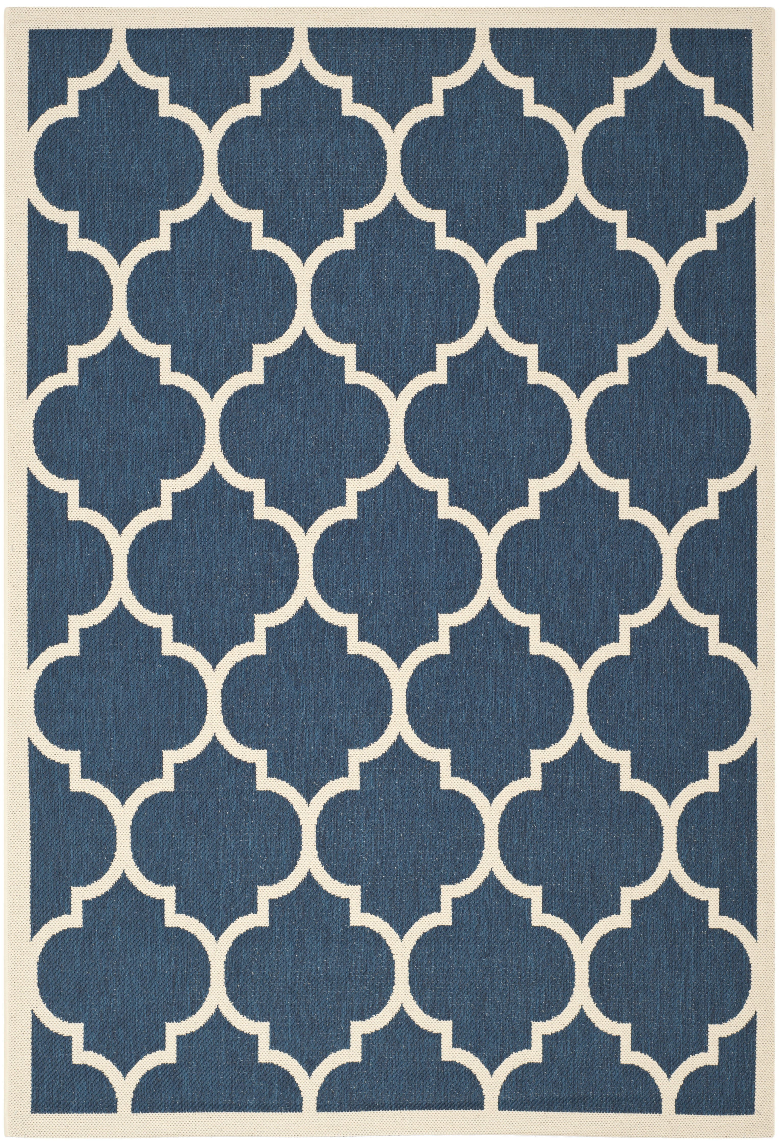 COURTYARD - Tapis interieur & exterieur en bleu marine & beige, 201 x 290 cm