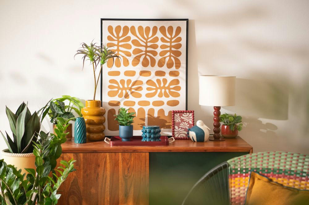 TALLAH - Plante artificielle et pot en grès marron