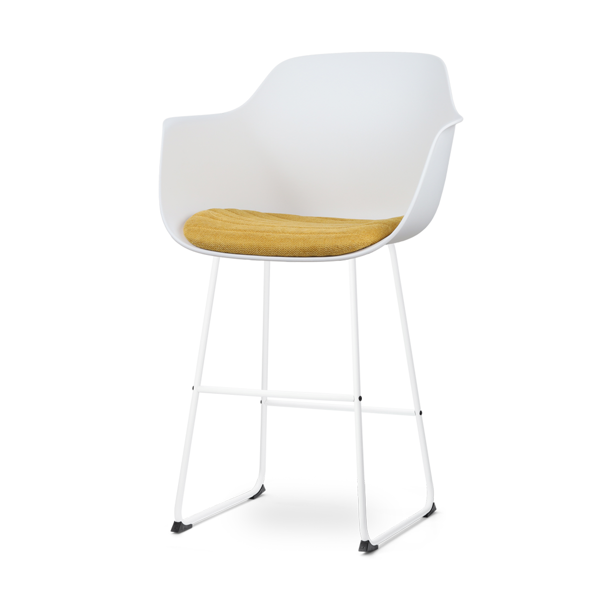Nolon Nino-Liz Barkruk Wit - Okergeel Kussen - Wit Frame - 75 cm