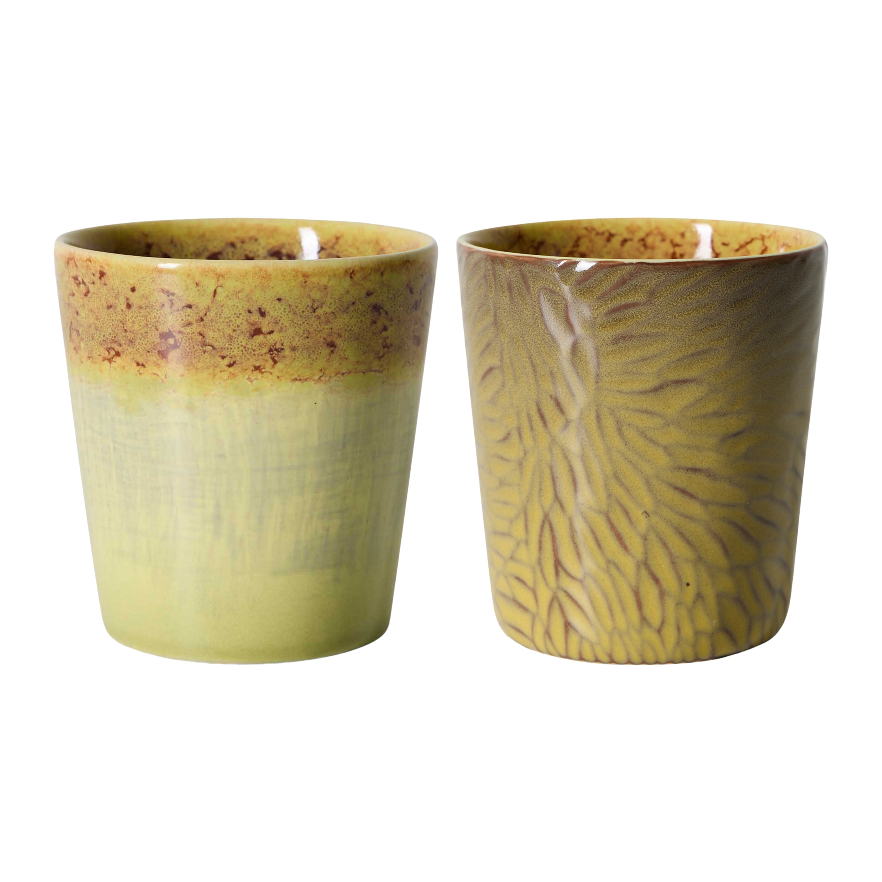 HKliving 70's Ceramics Van Gogh Koffiemok - Set van 2 - Sunflowers