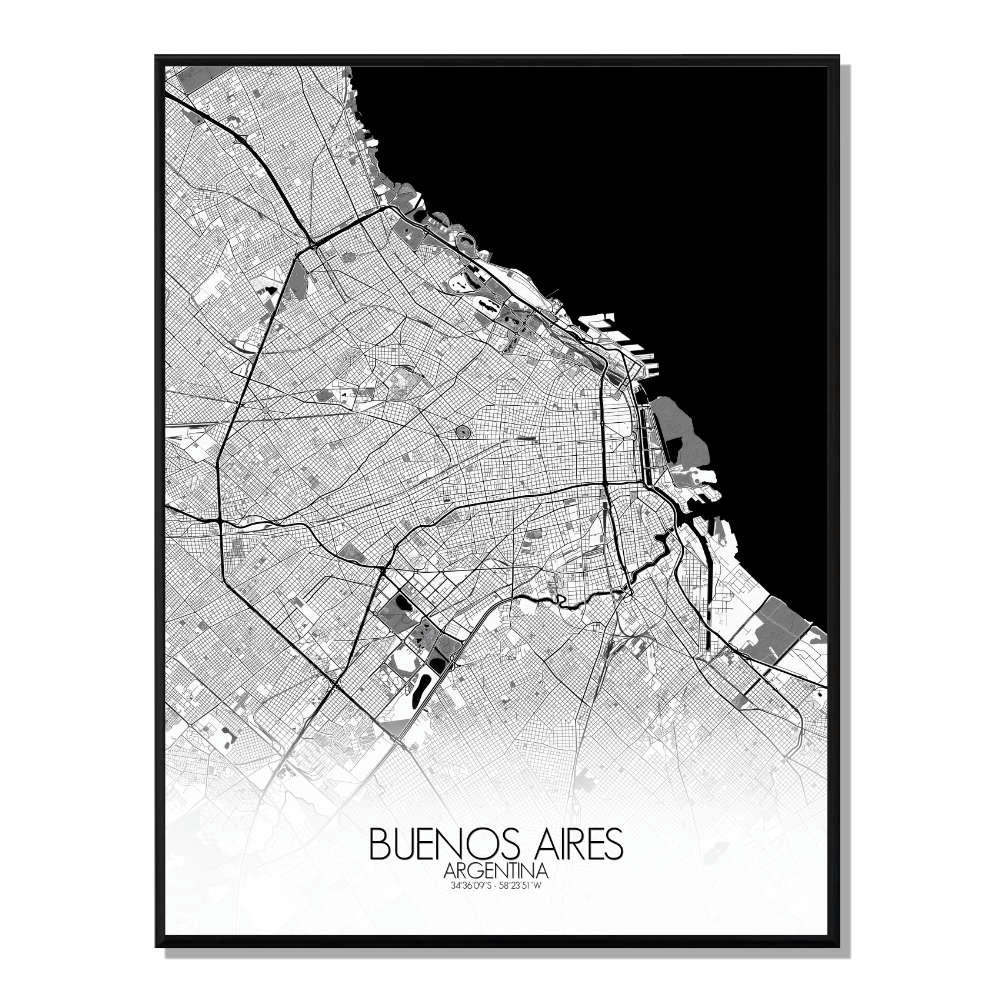 - Affiche Buenos aires Carte N&B 40x50