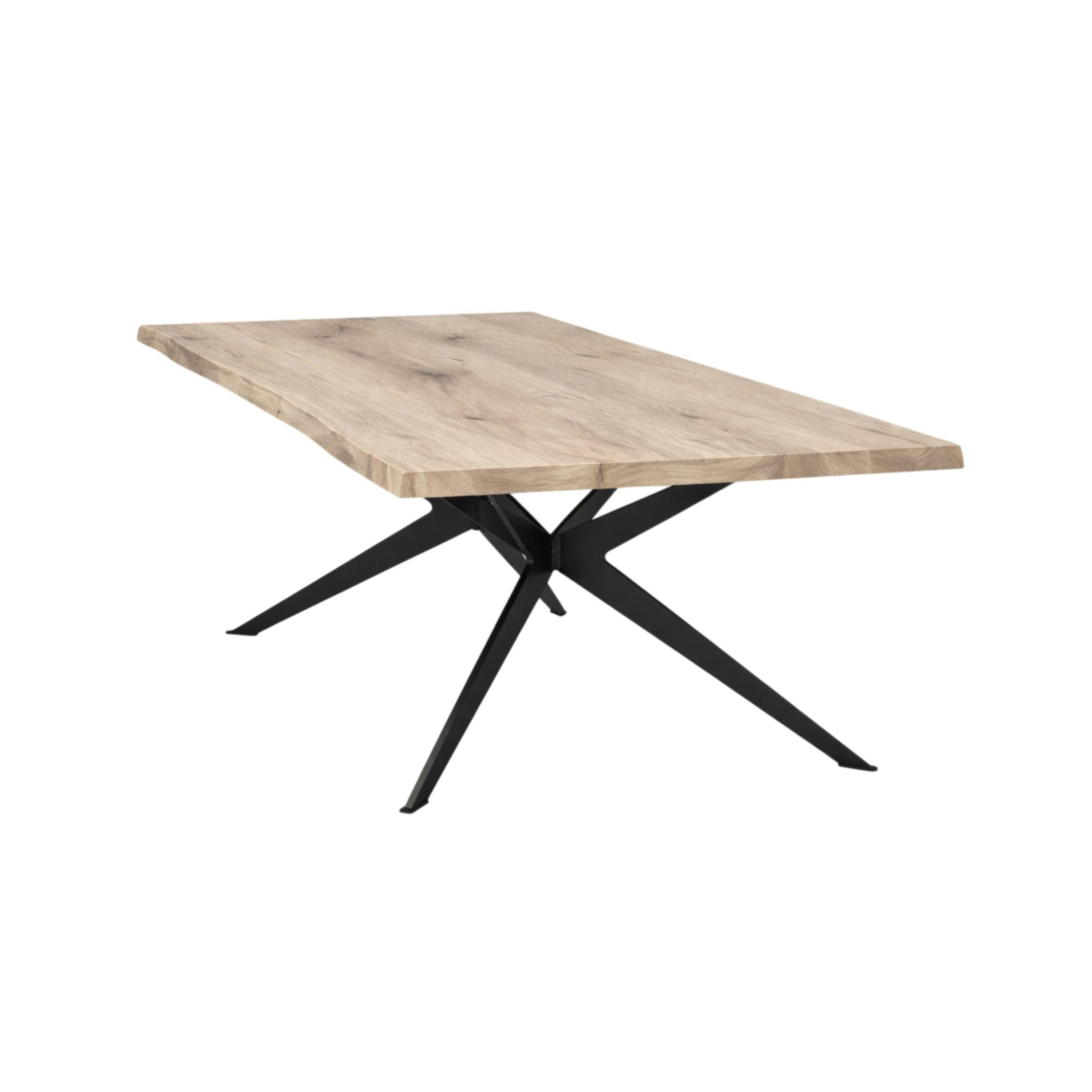 Table extensible chêne grisé bords naturels pied graphique 220 cm PALERME