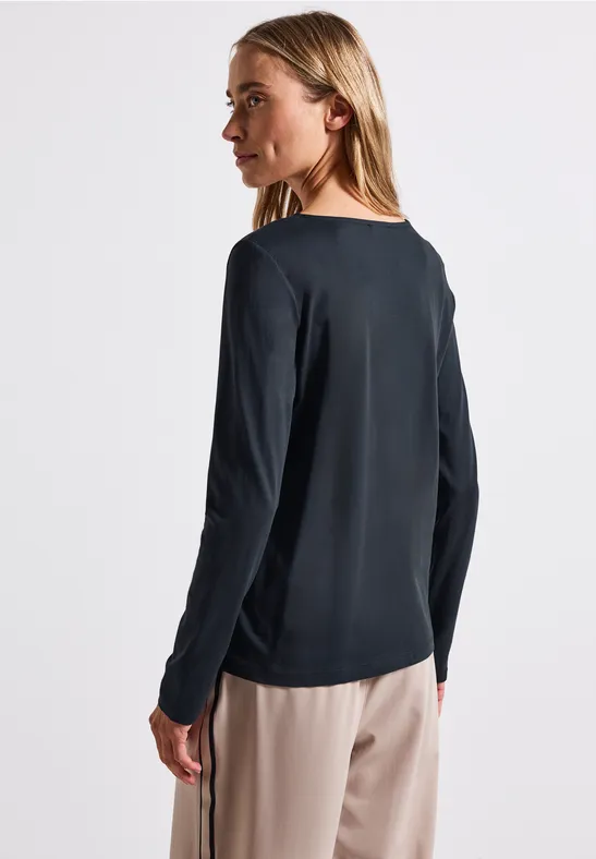 Langarmshirt in Unifarbe