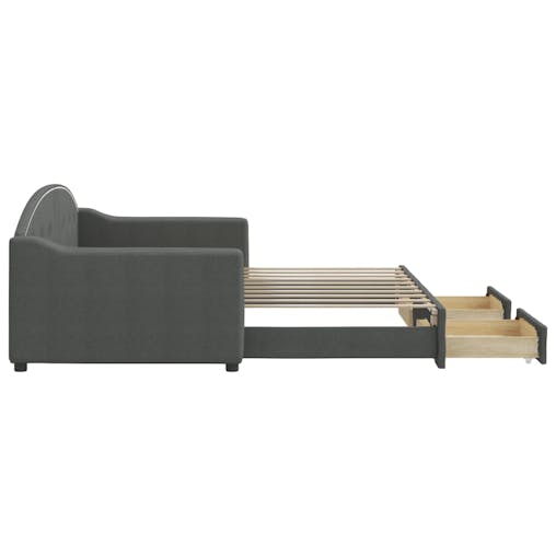 NNEVL Daybed with Trundle and Drawers Dark Grey 90x190 cm Fabric