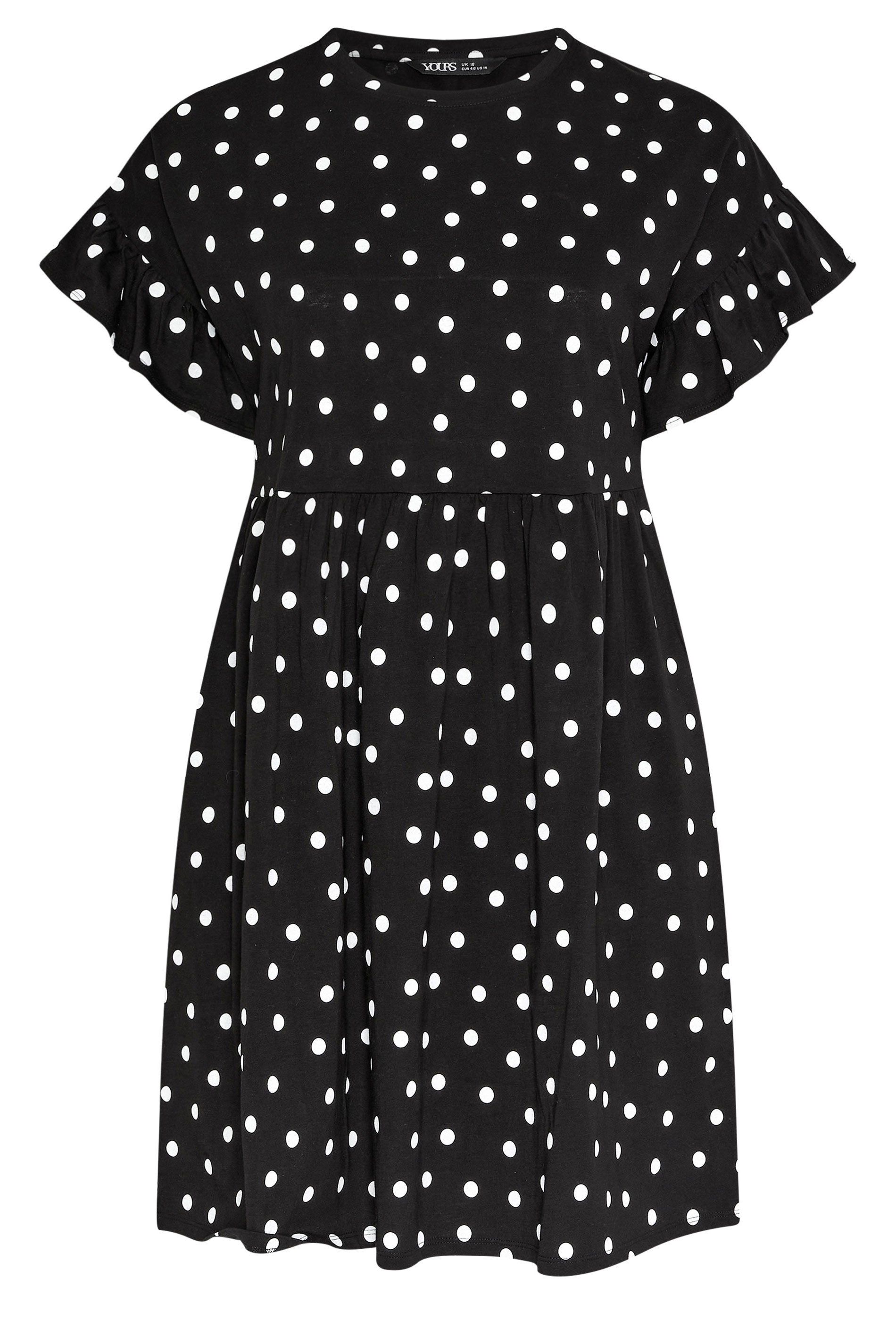 Yours Polka Dot Frill Sleeve Tunic Dress