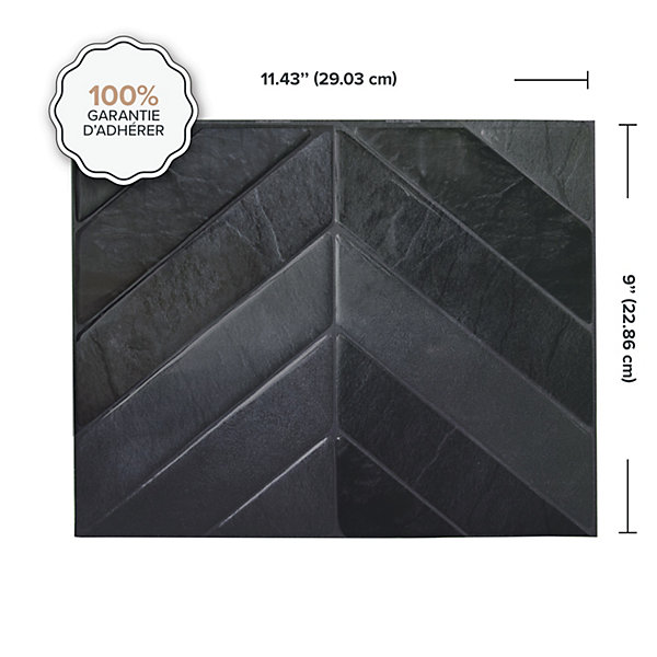 Crédence Adhésive Cuisine et Salle de Bain x4 - Carrelage Mural Smart Tiles, Noir - 29,03 x 22,86cm
