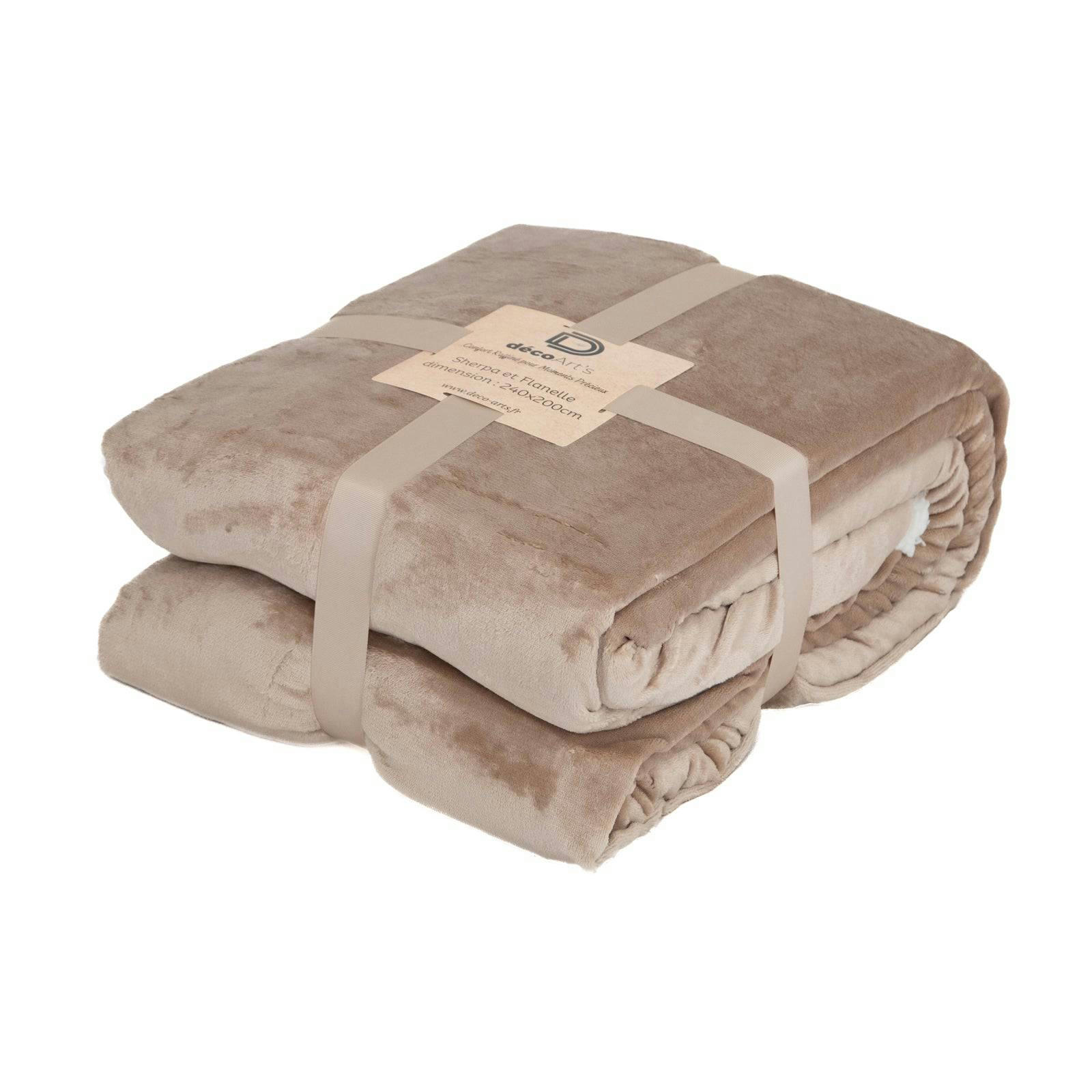 - Plaid en sherpa flanelle 480 gsm  200x240 beige