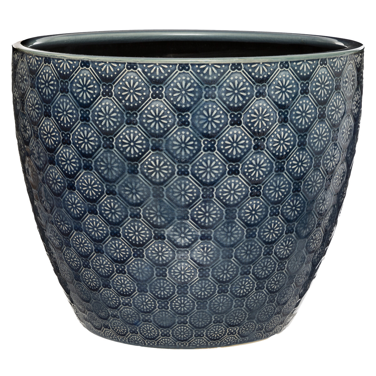 Vaso azul flor em cerâmica 25cm