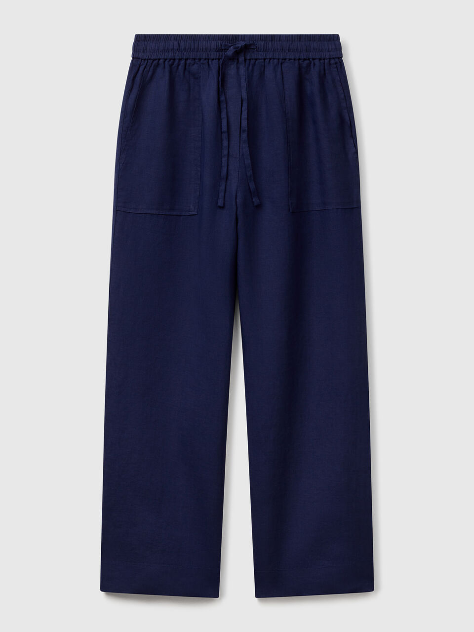 Trousers in pure linen with elastic