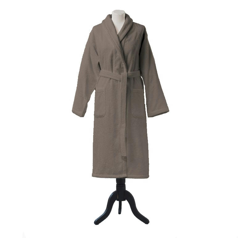 AQUA - Peignoir de bain uni en coton Marron Sarrazin XL