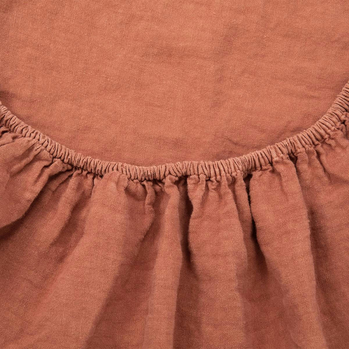 PETIT JOUR - Drap housse en  lin lavé rose 200 x 200 cm