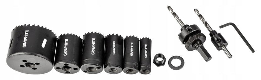 Otwornice bi-metalowe Co8% zestaw koronka wiertła 9el. 19 25 30 35 40 68mm