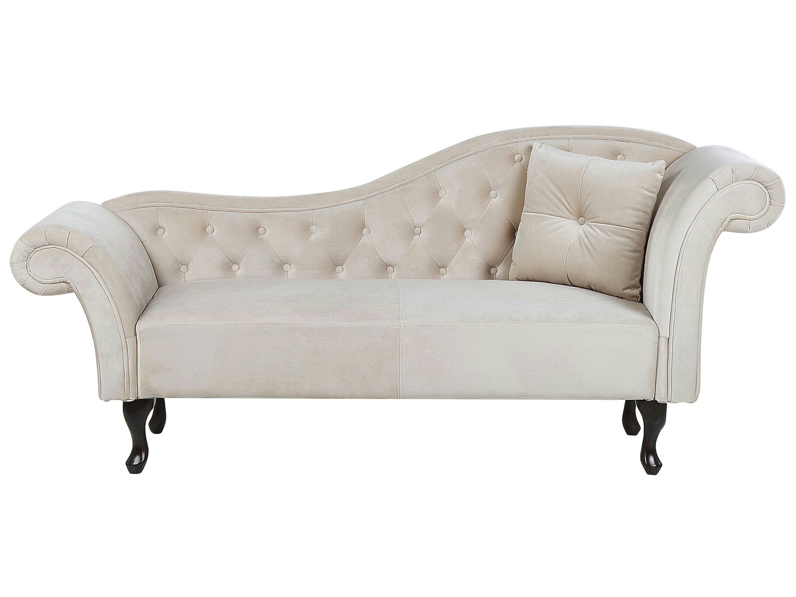 LATTES - Chaise longue côté droit en velours beige