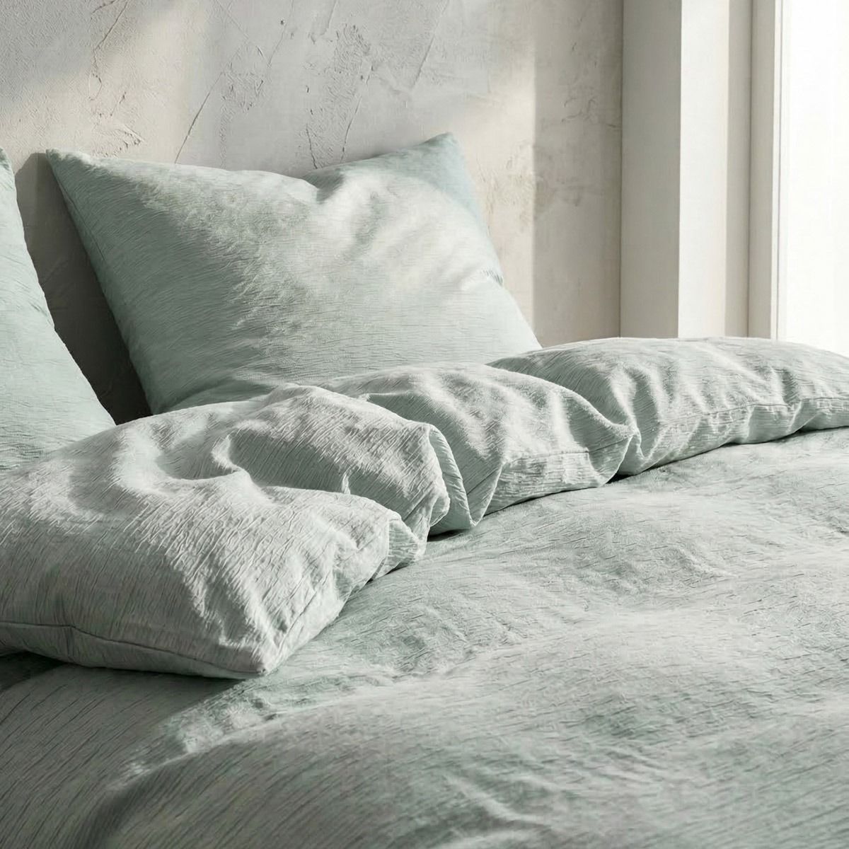 Pościel RIVA z mikrofibry z dekoracyjną teksturą pistacjowa 160x200   2*70x80 cm