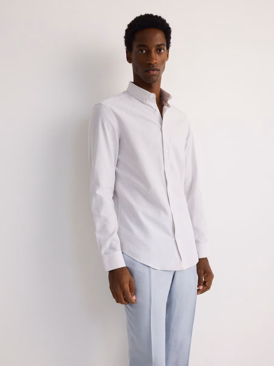 Slim Fit Shirt With Linen Blend