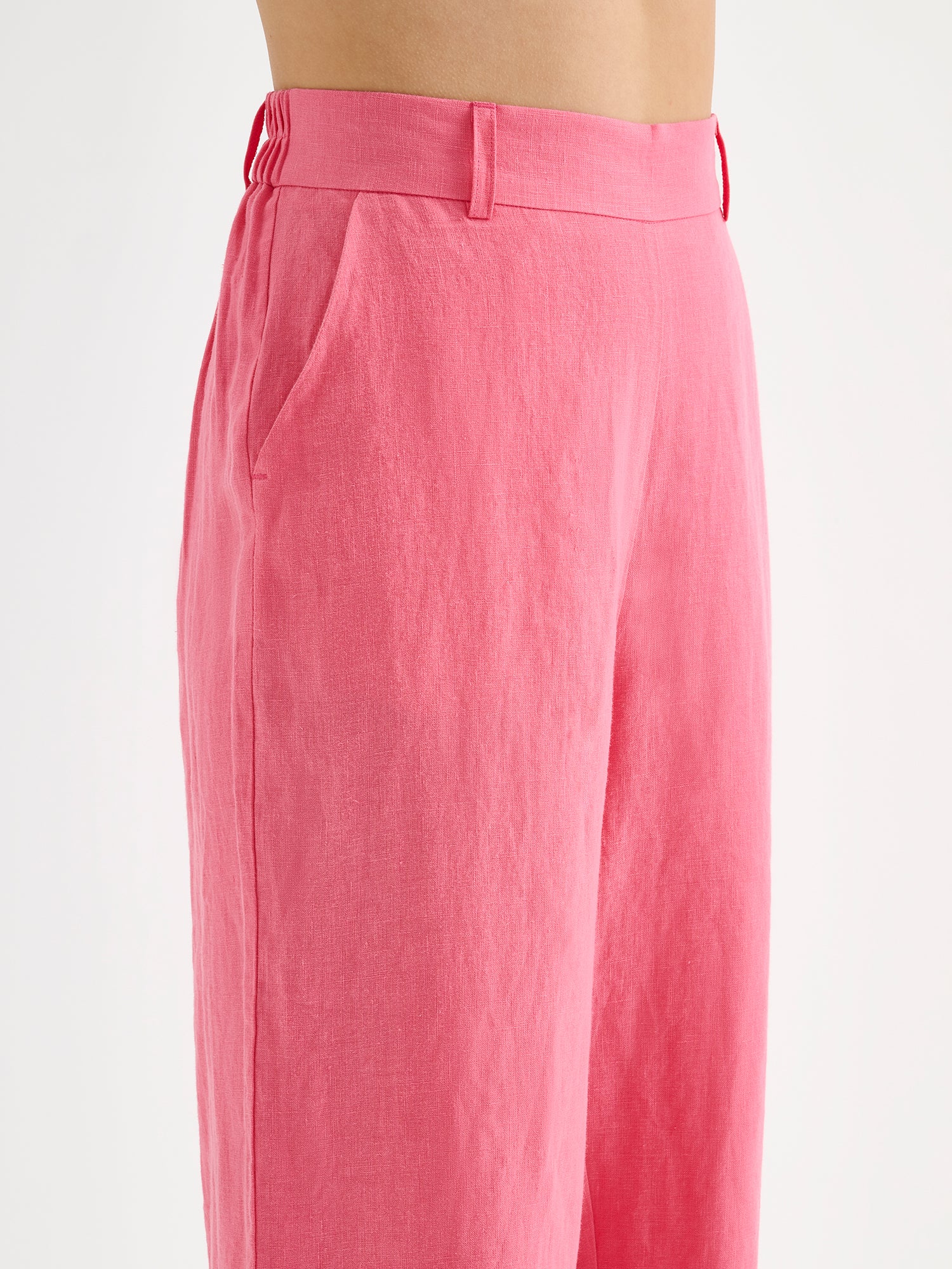 SAARI culottes-pellavahousut - pinkki