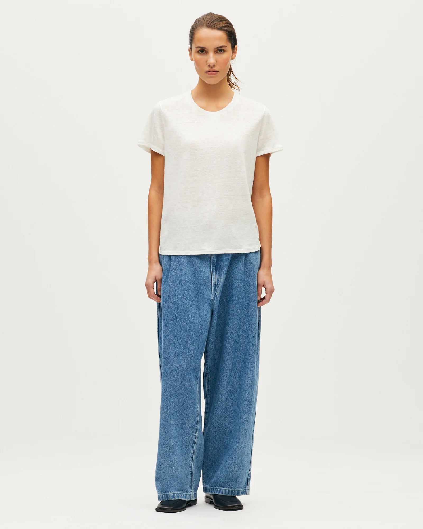 T-shirt col rond en lin