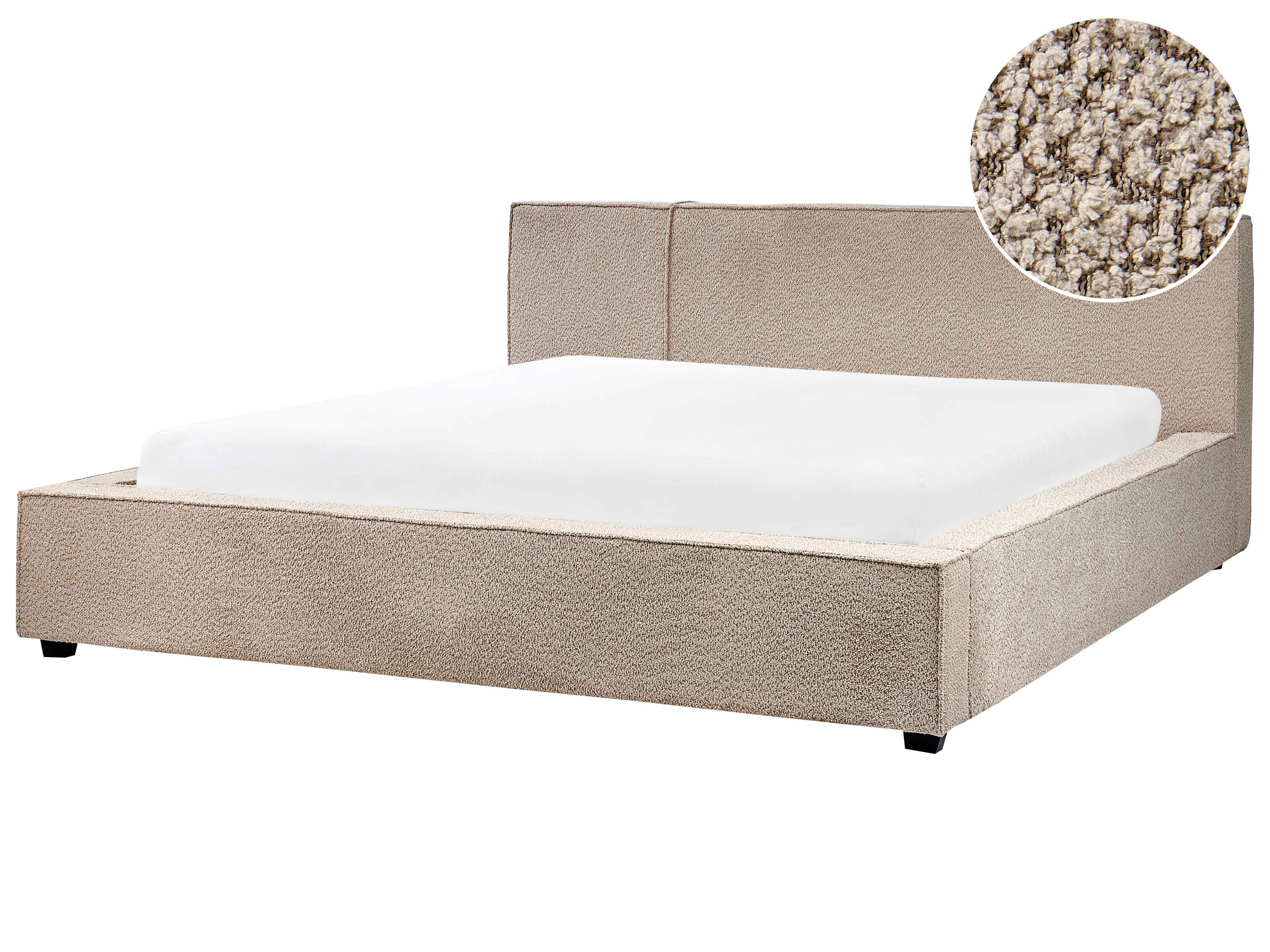 Bed Boucle MIRANDE 160 x 200 cm (EU King Size) Taupe