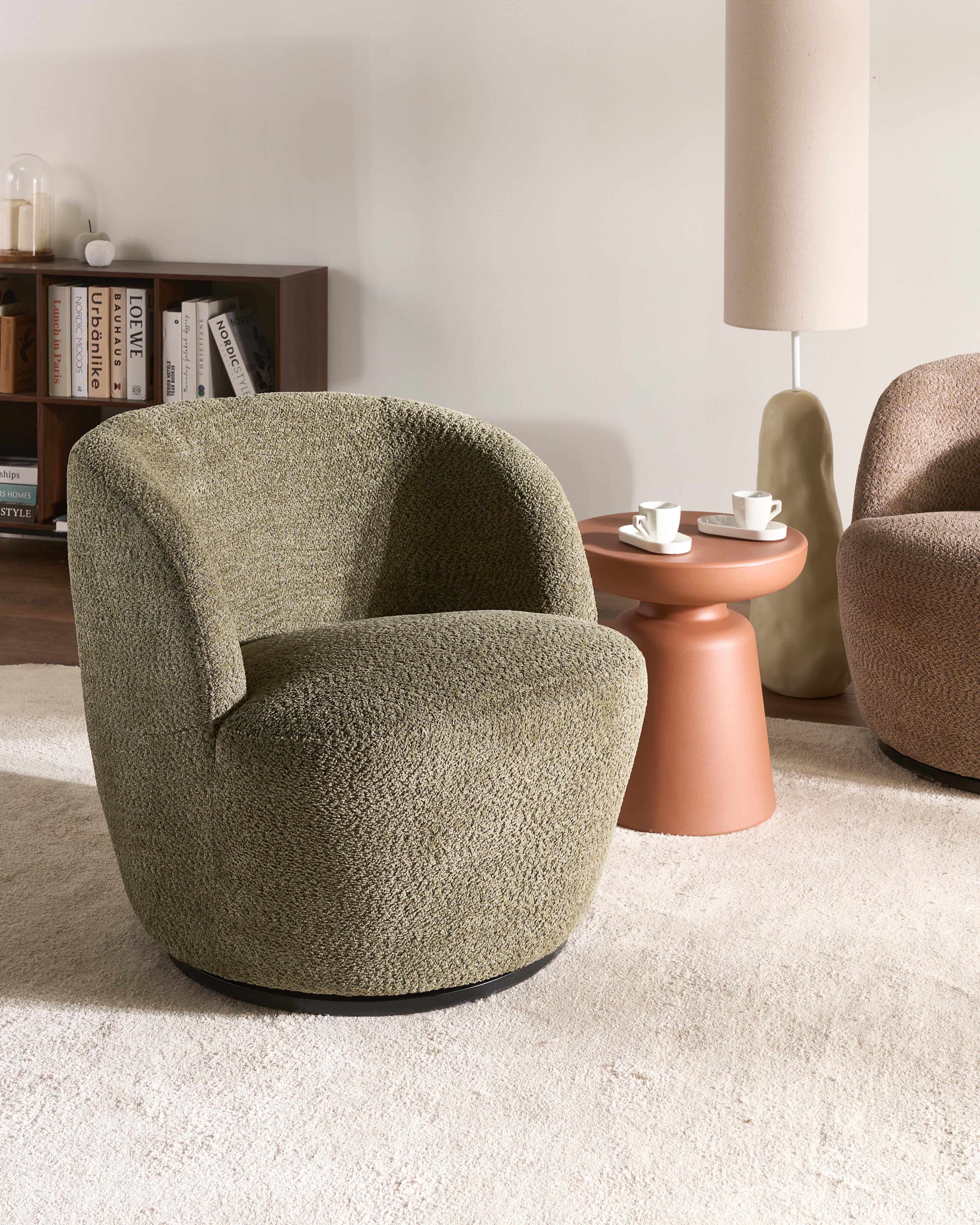 Swivel Armchair KUOLPA Chenille Dark Green