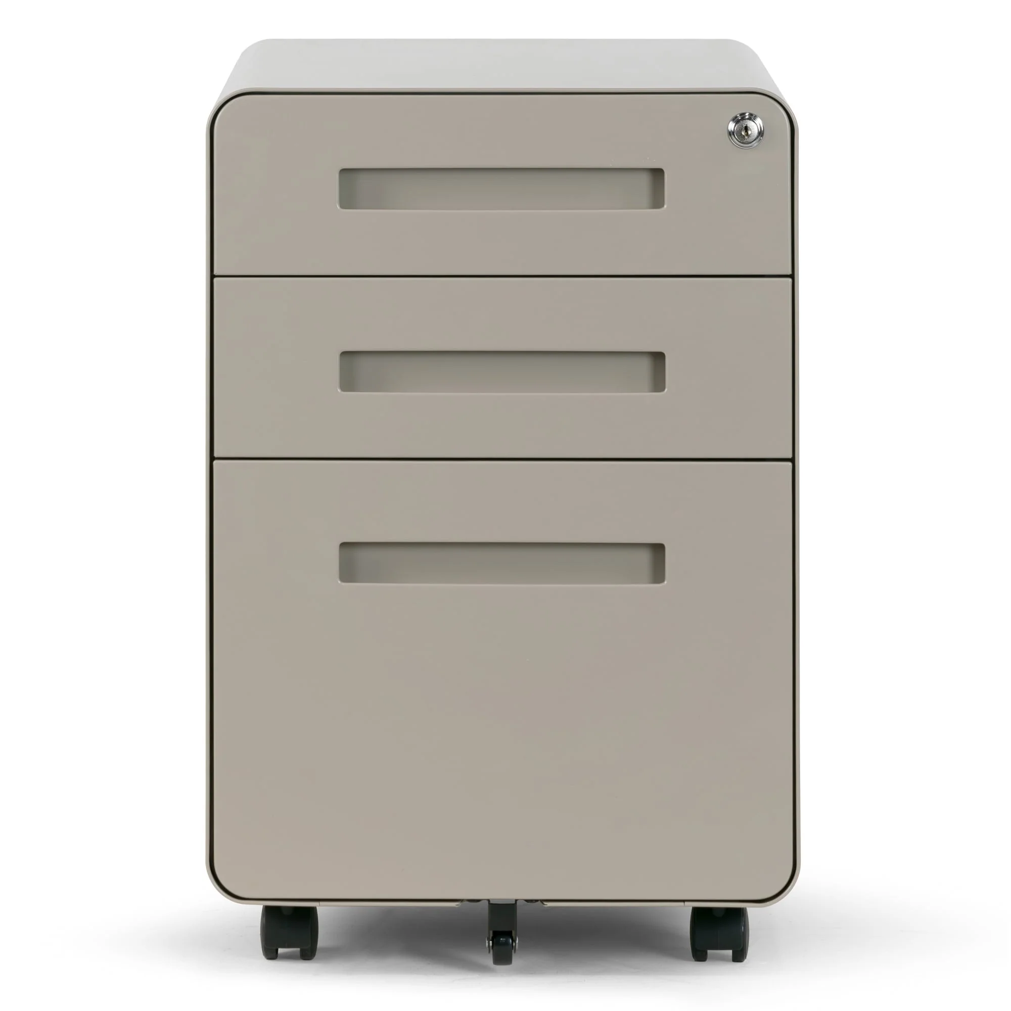 Grey 3-Drawer File Cabinet with lock and Wheels