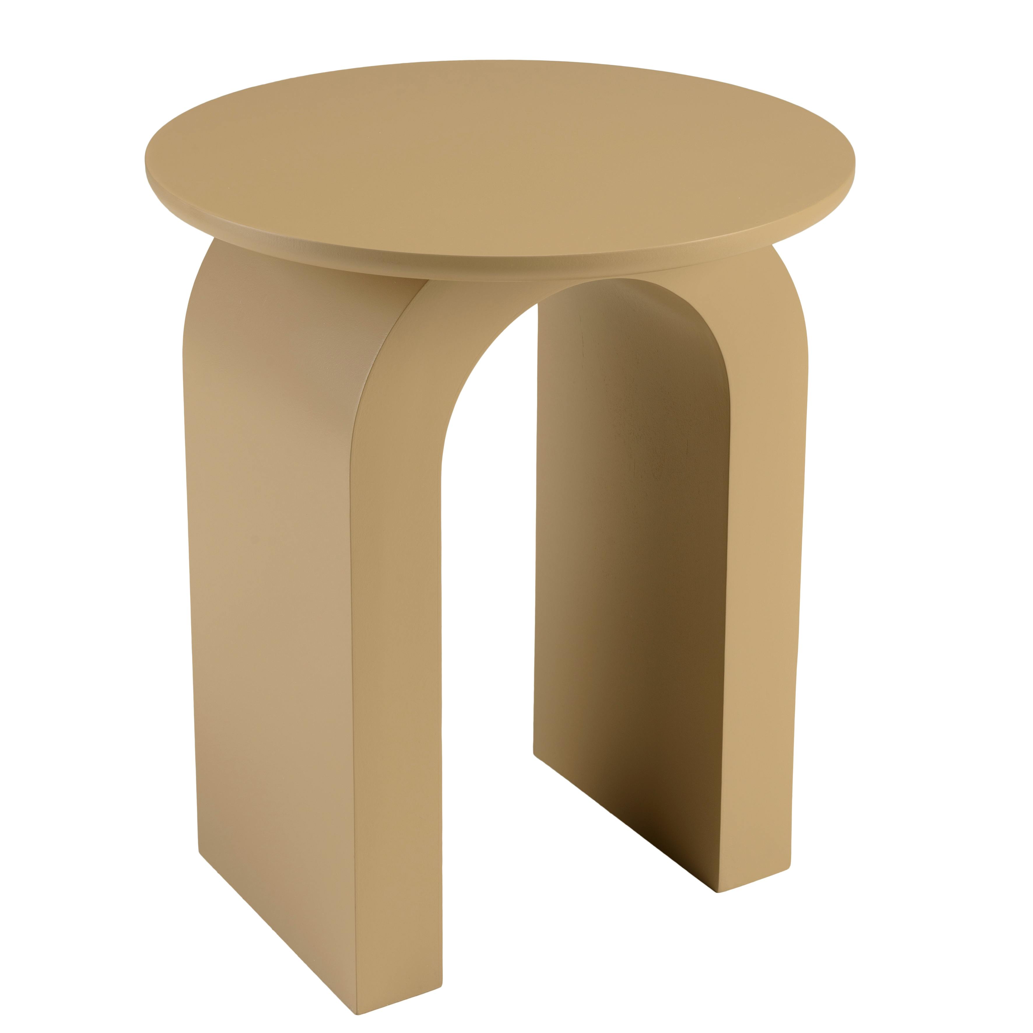 Table d'appoint ronde en bois laqué taupe D40cm CASTILLE