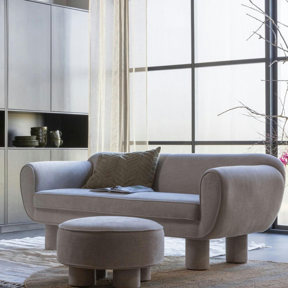 BODI - Canapé 2 places en chenille L186cm naturel