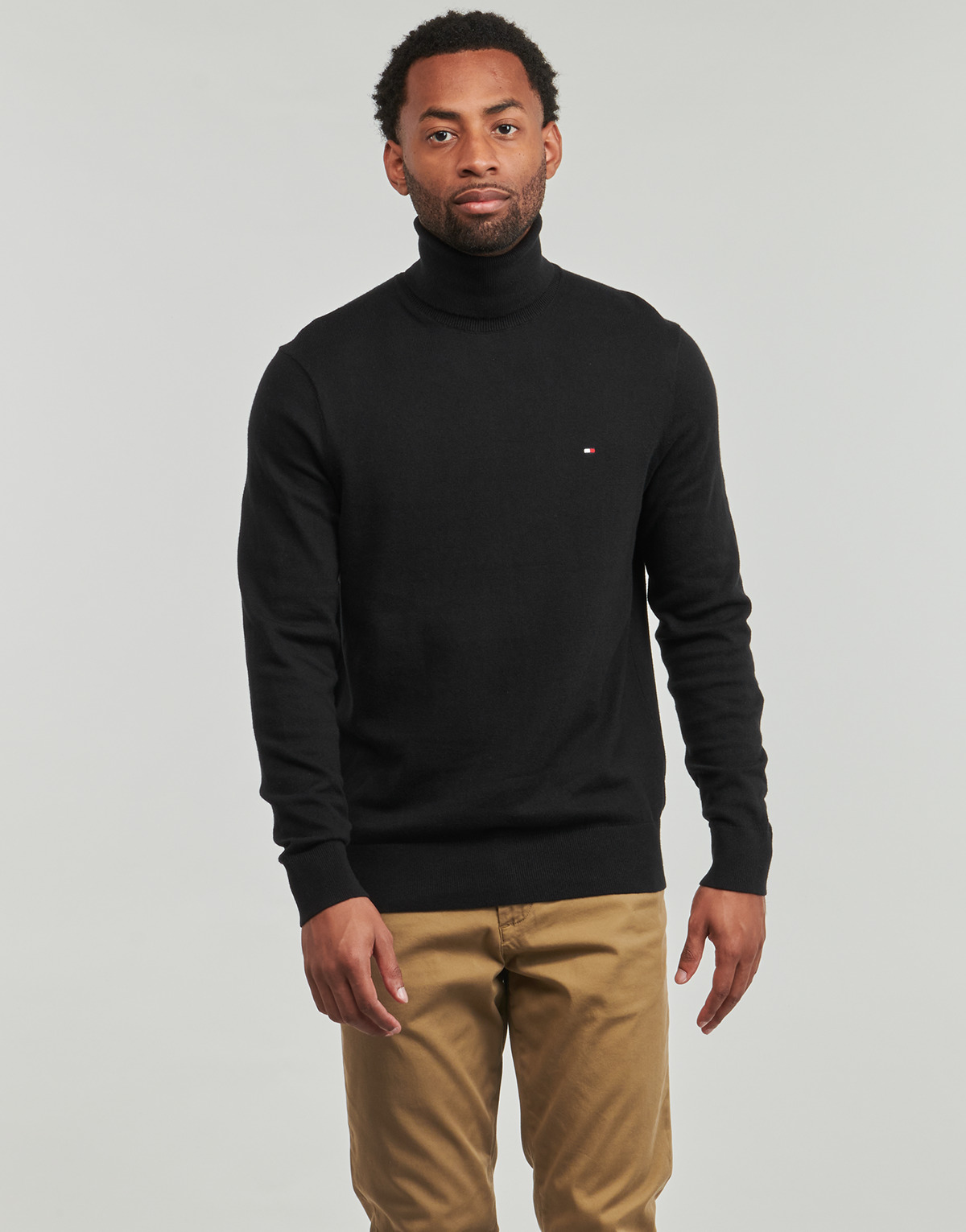 Tommy Hilfiger - PIMA ORG CTN CASHMERE ROLL NECK - Black