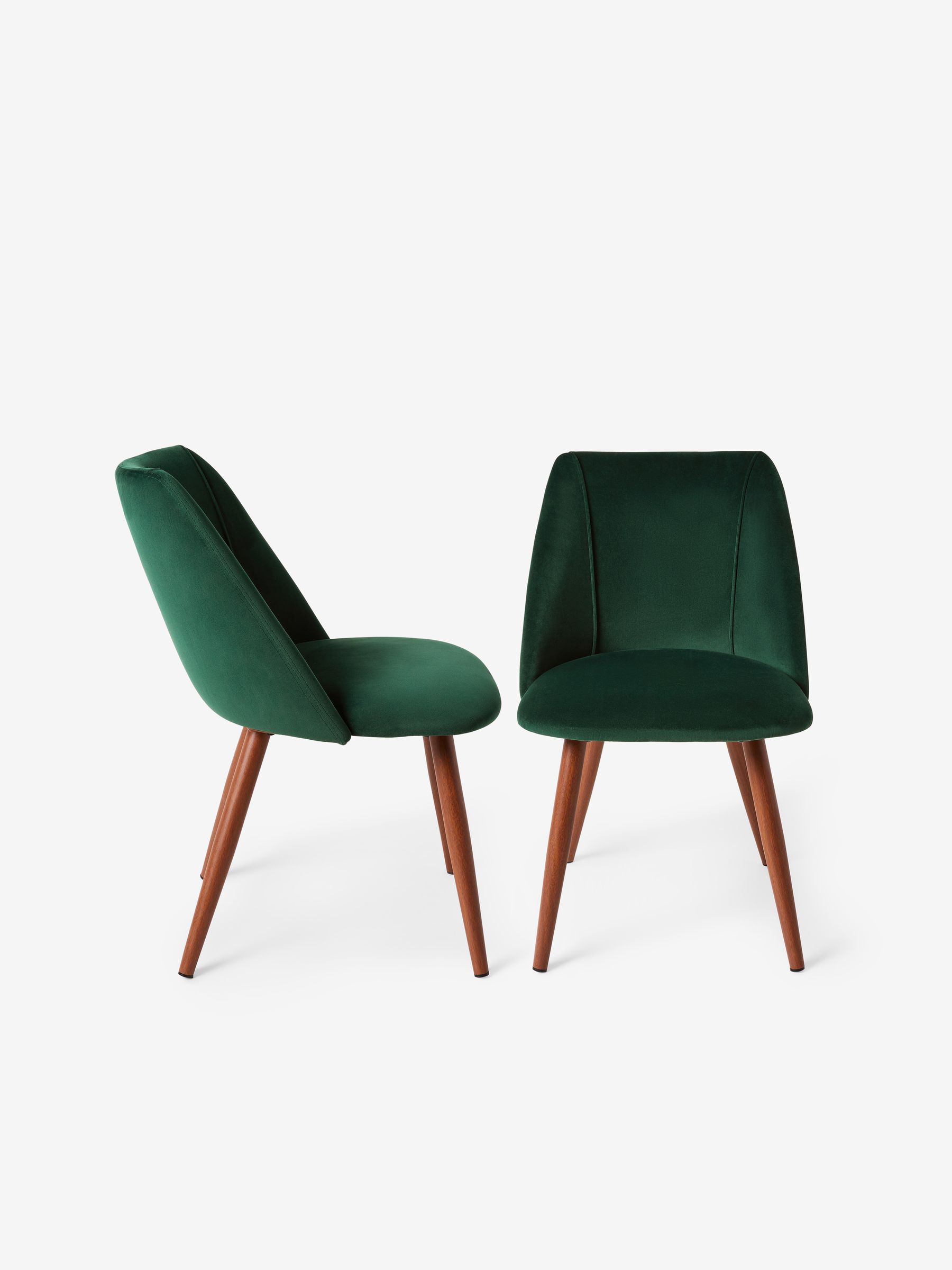 Set of 2 Lule Non Arm Dining Chairs in Pine Green and Walnut Effect Legs