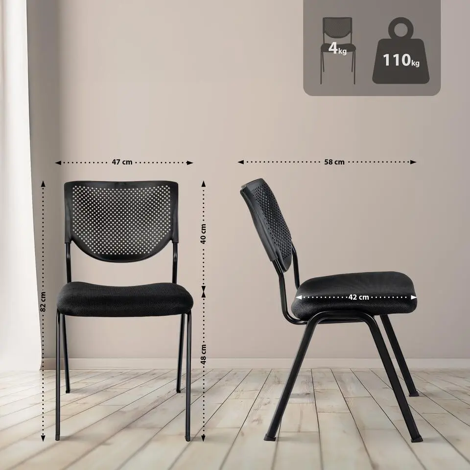 CLP Eetkamerstoel Kaber zwart Frame - Stof - zwart/zwart