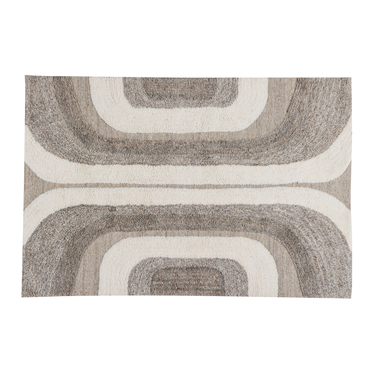 WOOOD Moro Vloerkleed - Wol Katoen Grijswit - 170x240